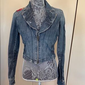 Armani Exchange Distressed Blue Jean Jacket